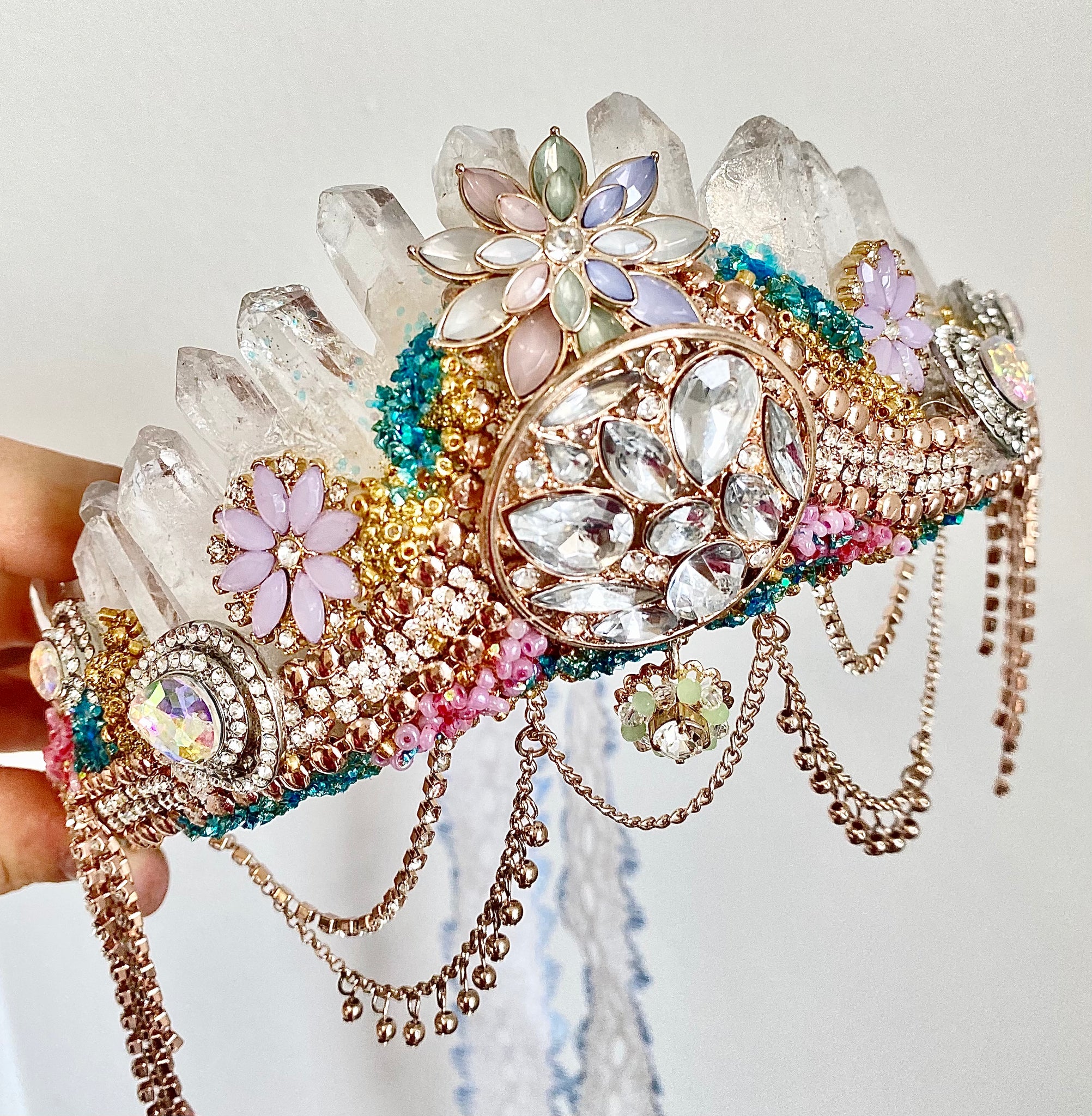 Rainbow jewel crystal mermaid crown