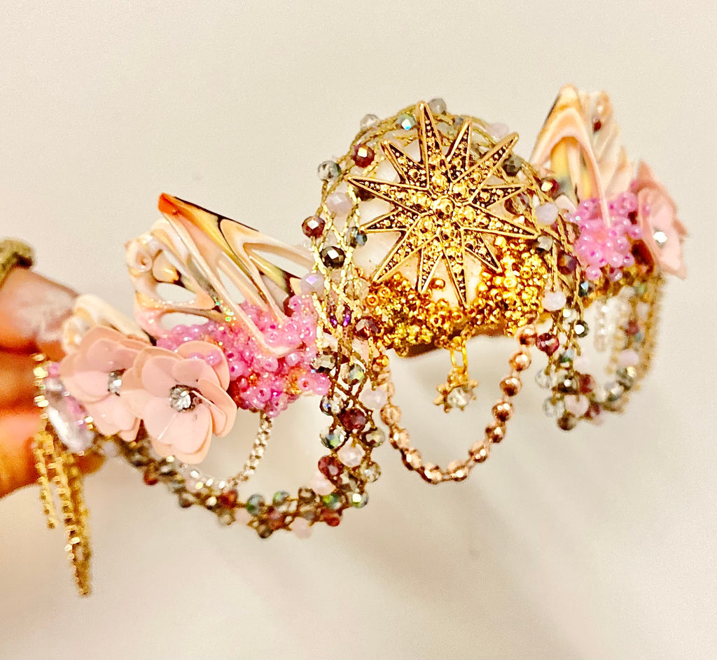 Pink star flower standard mermaid crown