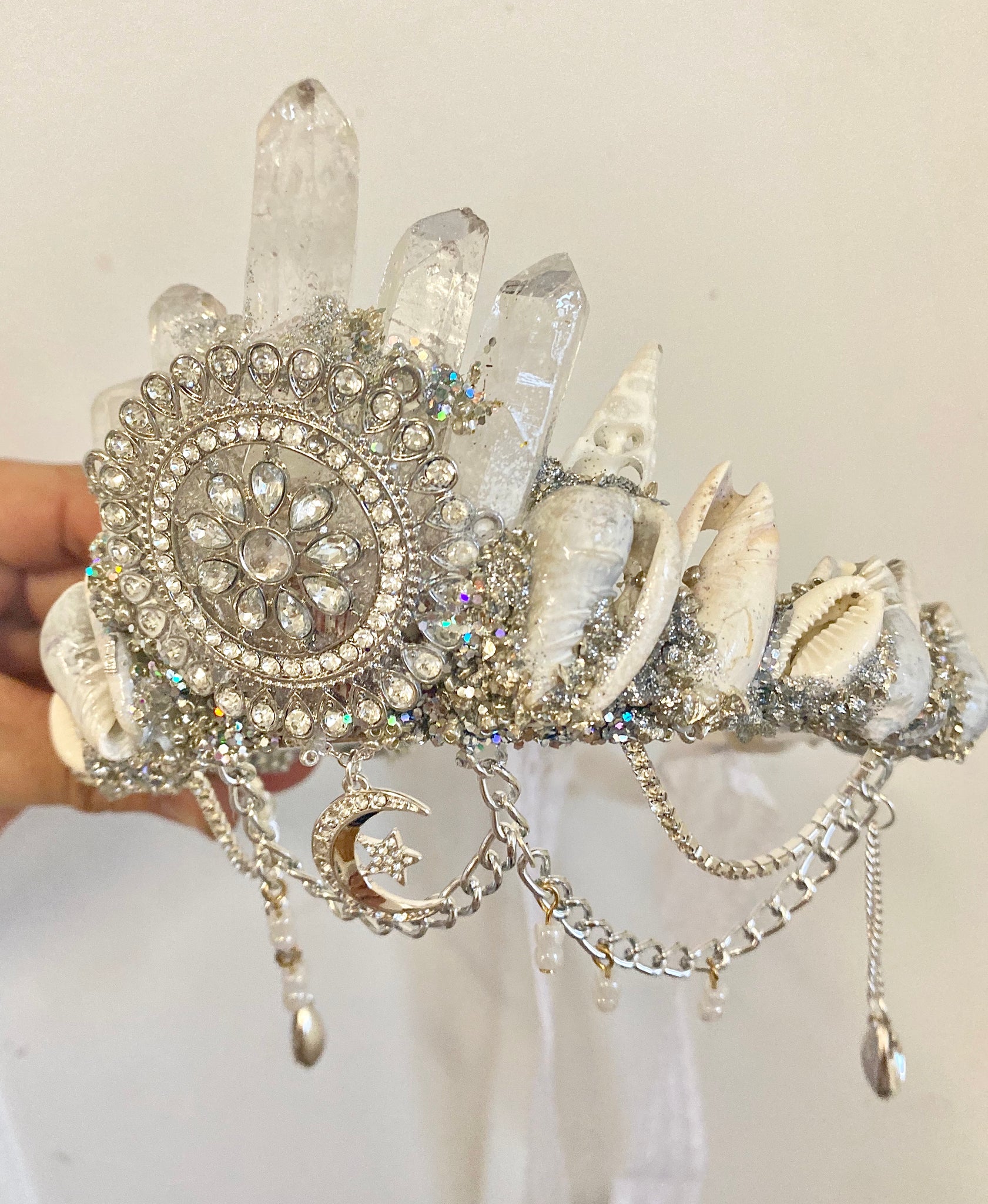 Boho silver crystal crown