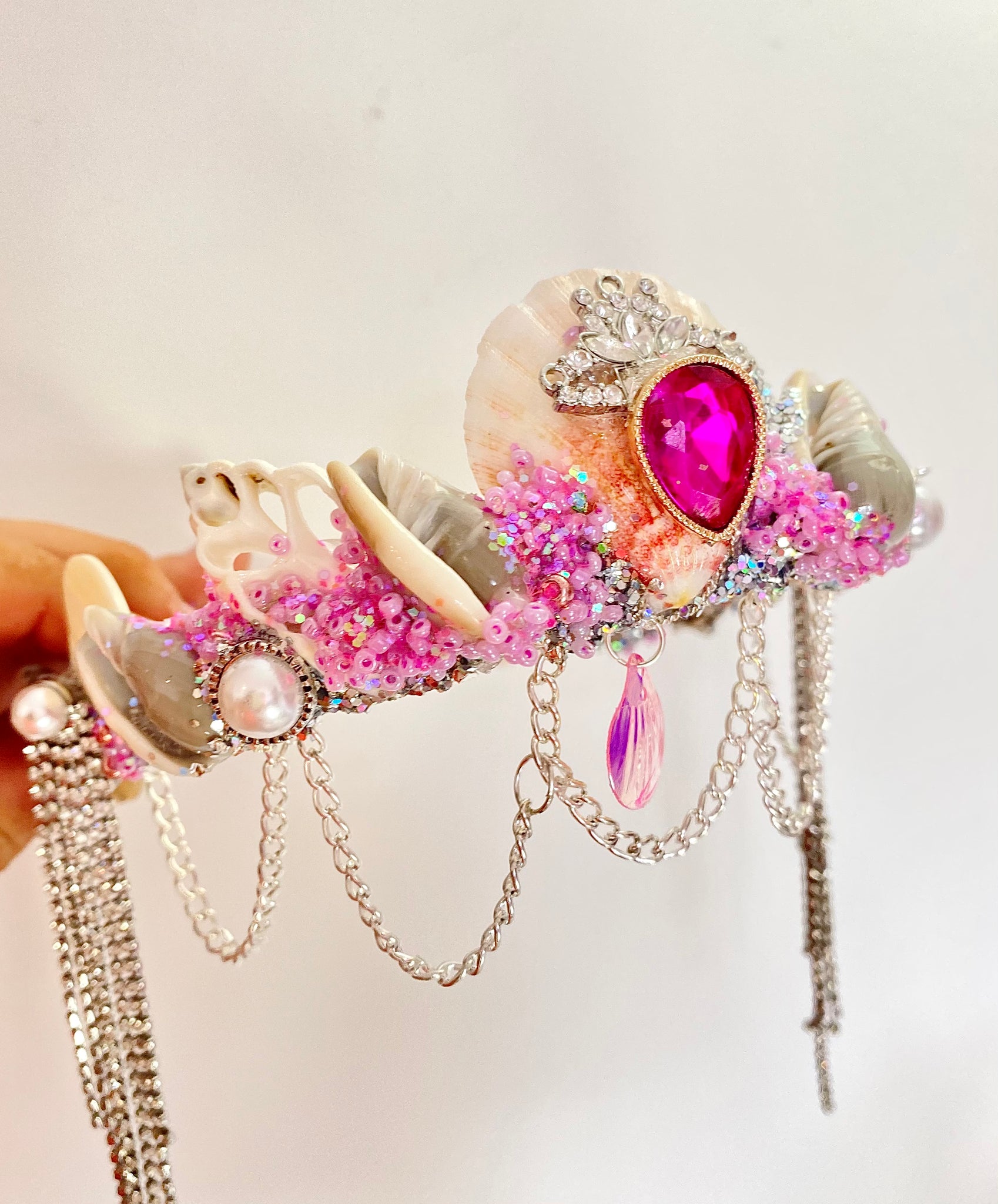 Pink silver sea mermaid crown