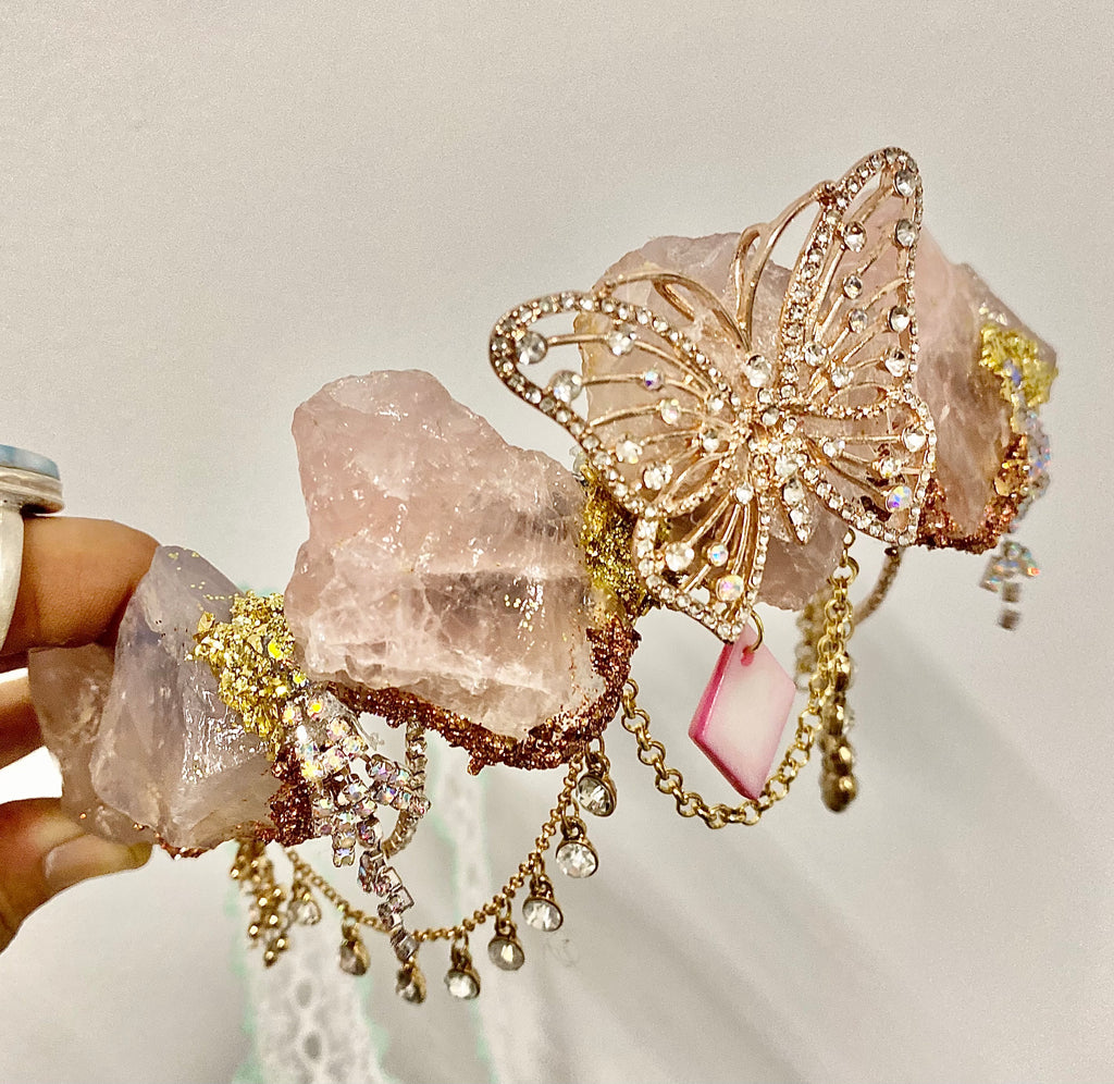 Butterfly Rosie quartz mermaid crown