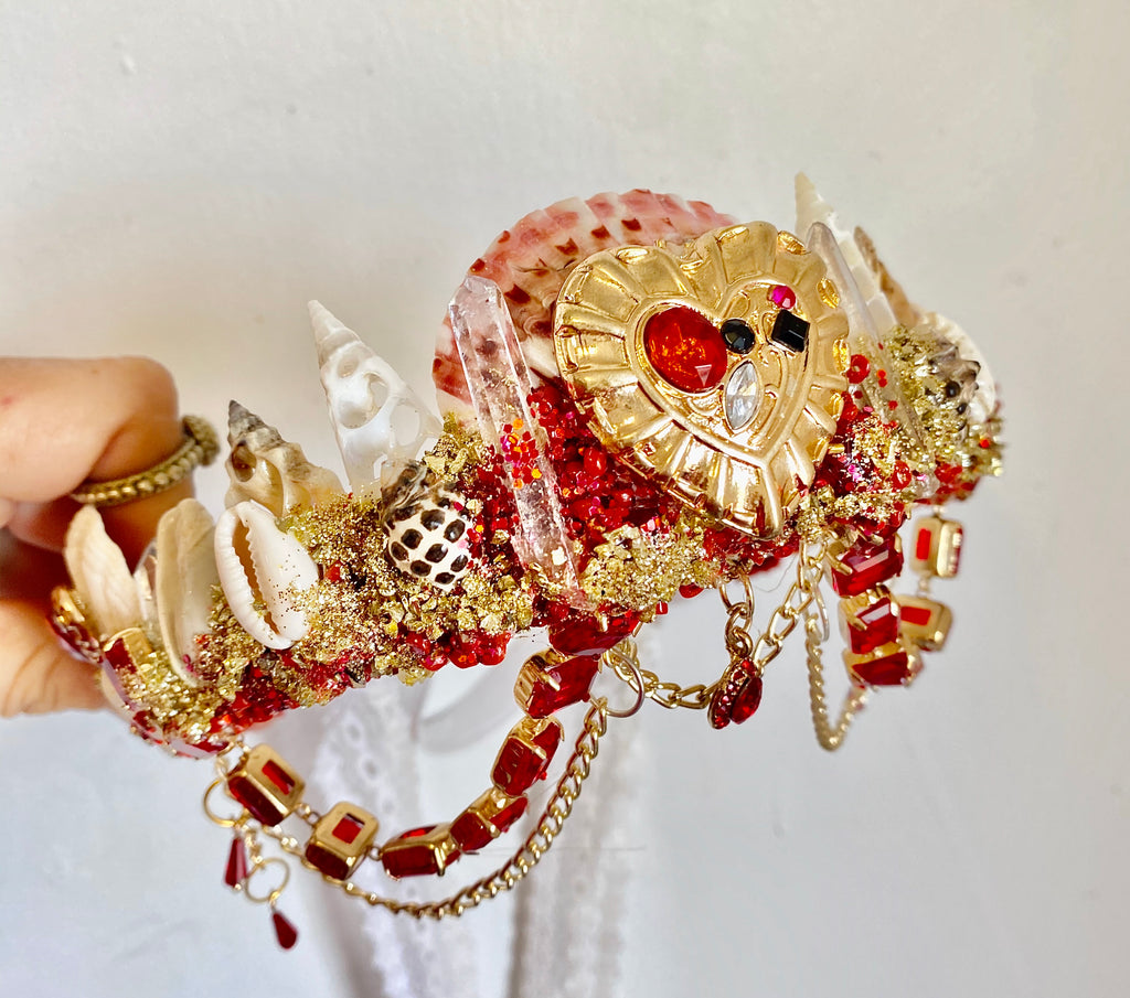 Fantasy red mermaid crown