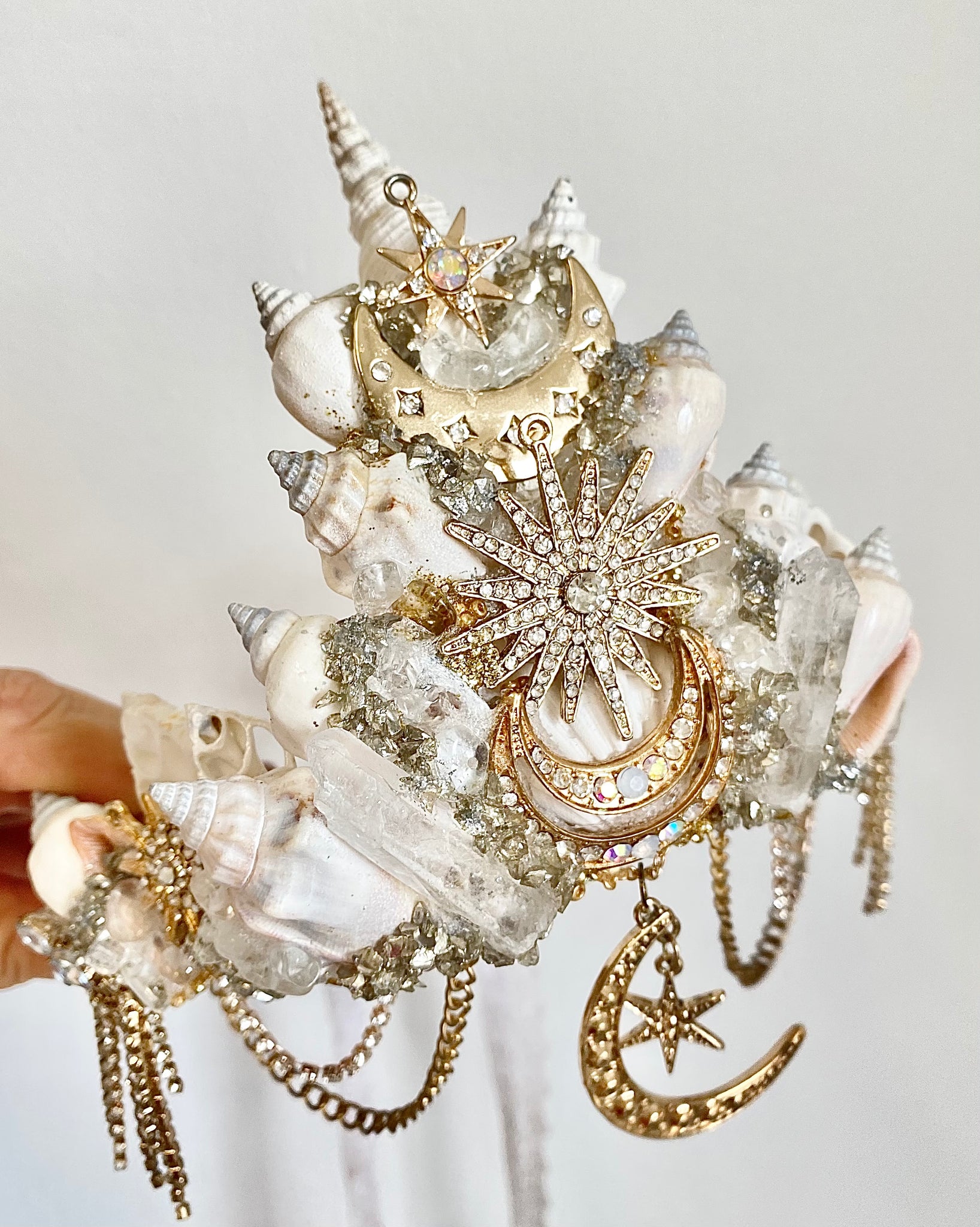Bohemian luxe shell mermaid crown