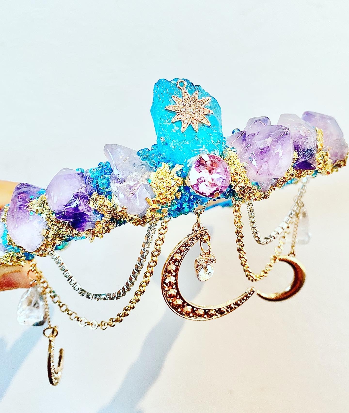 Amethyst & blue aura mermaid crown