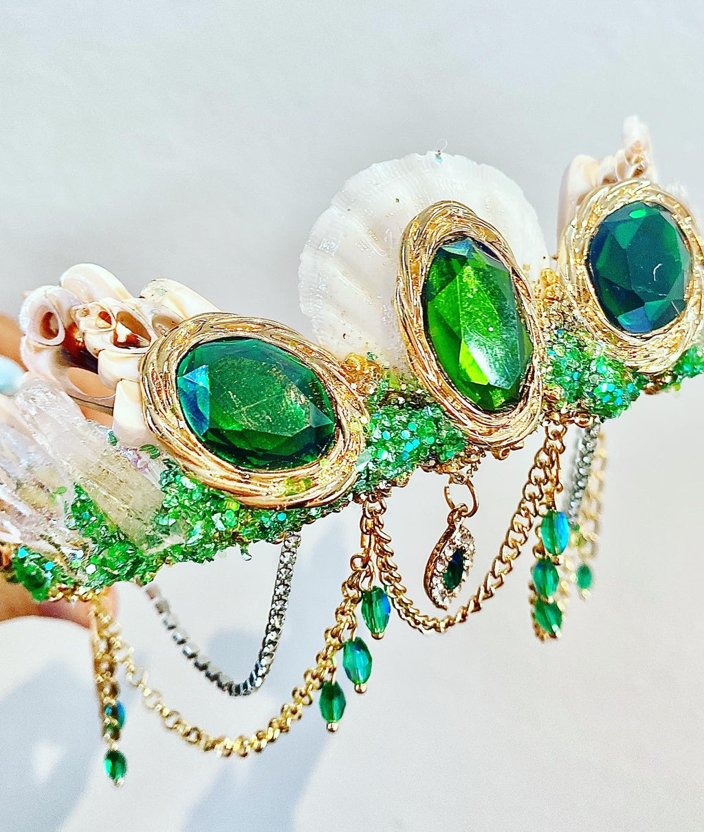 Emerald green mermaid crown