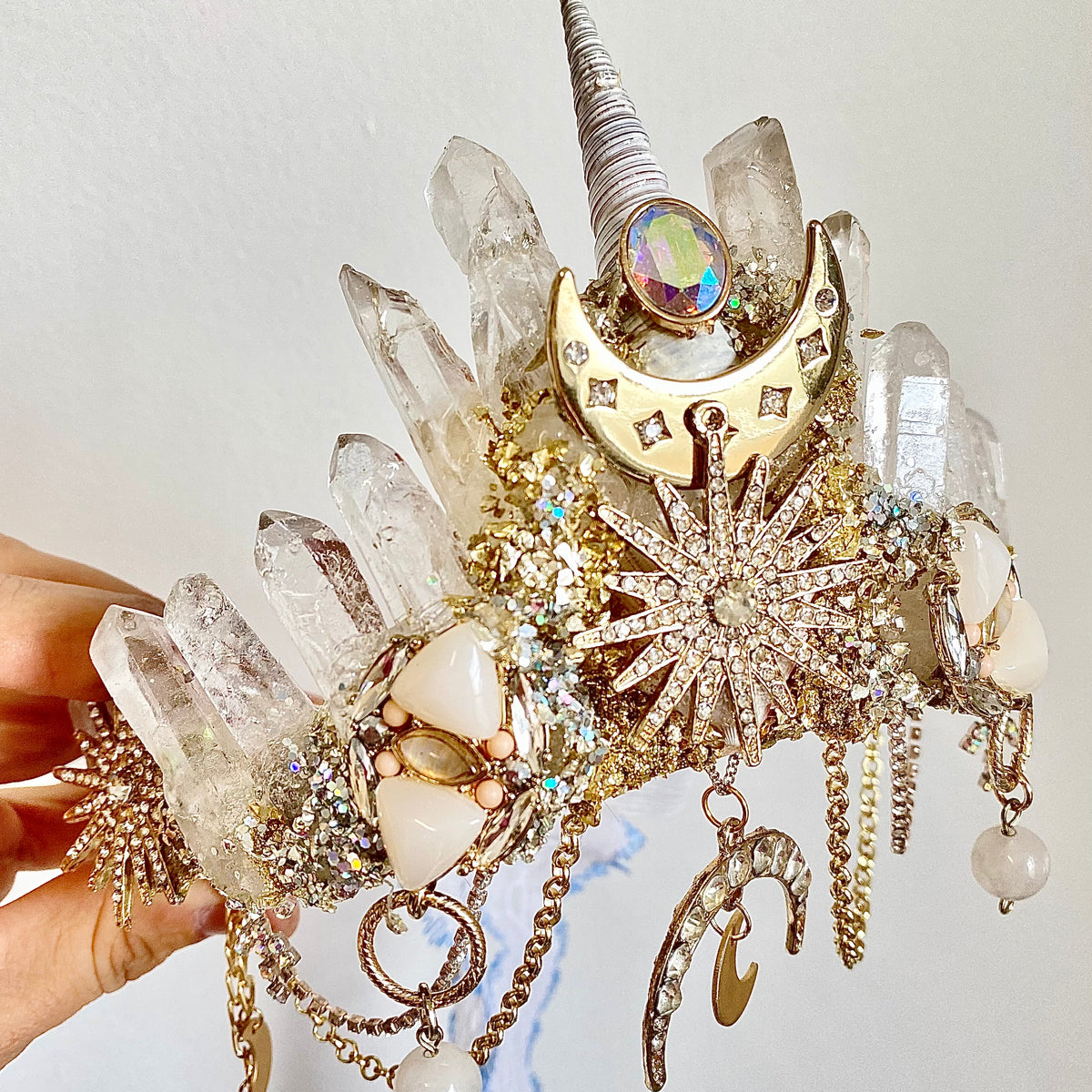 Gold Crystal Mermaid Crown Midnight blue and gold crystal mermaid crown — Summers  main image 2