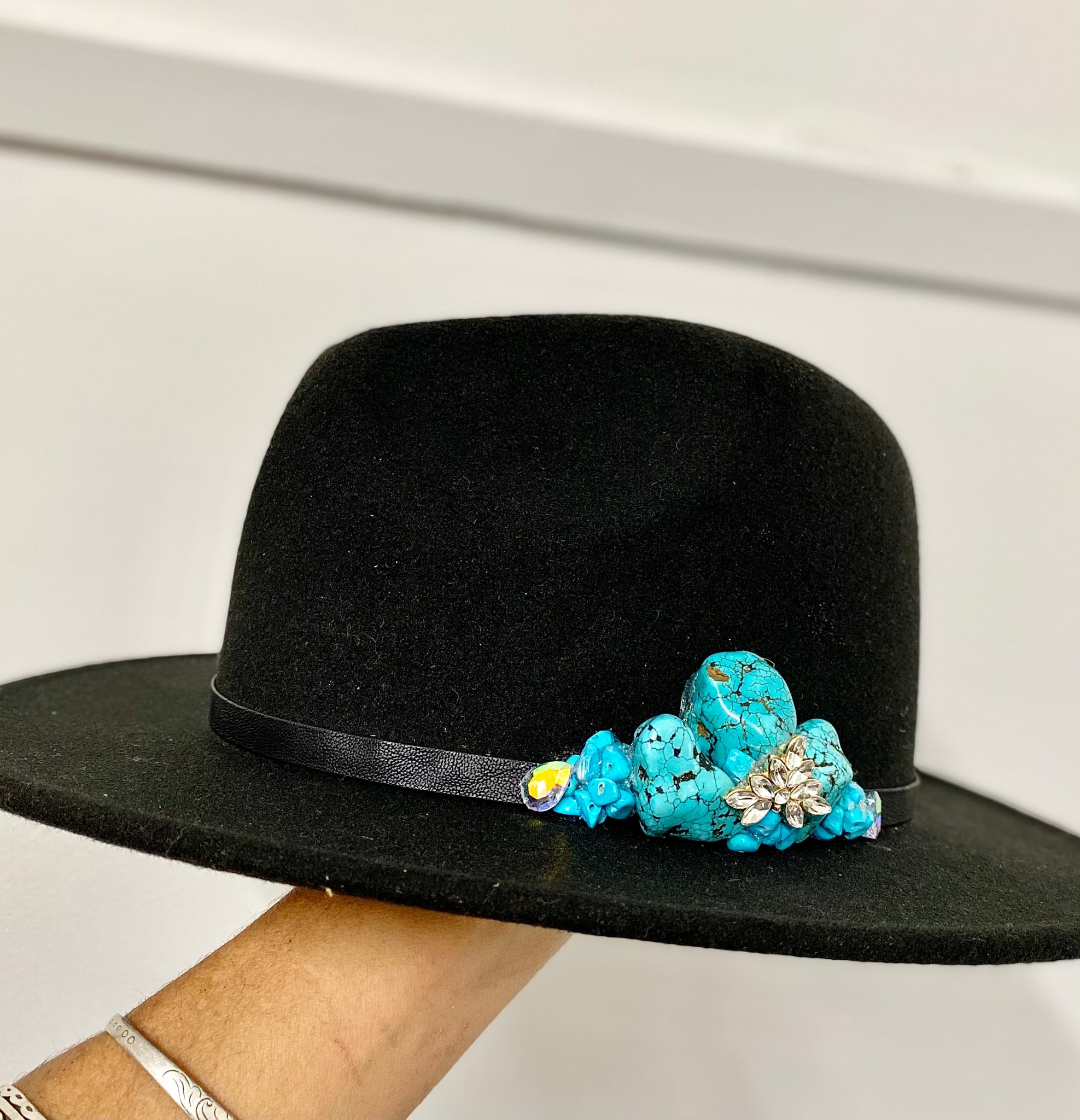 Blue howlite hat