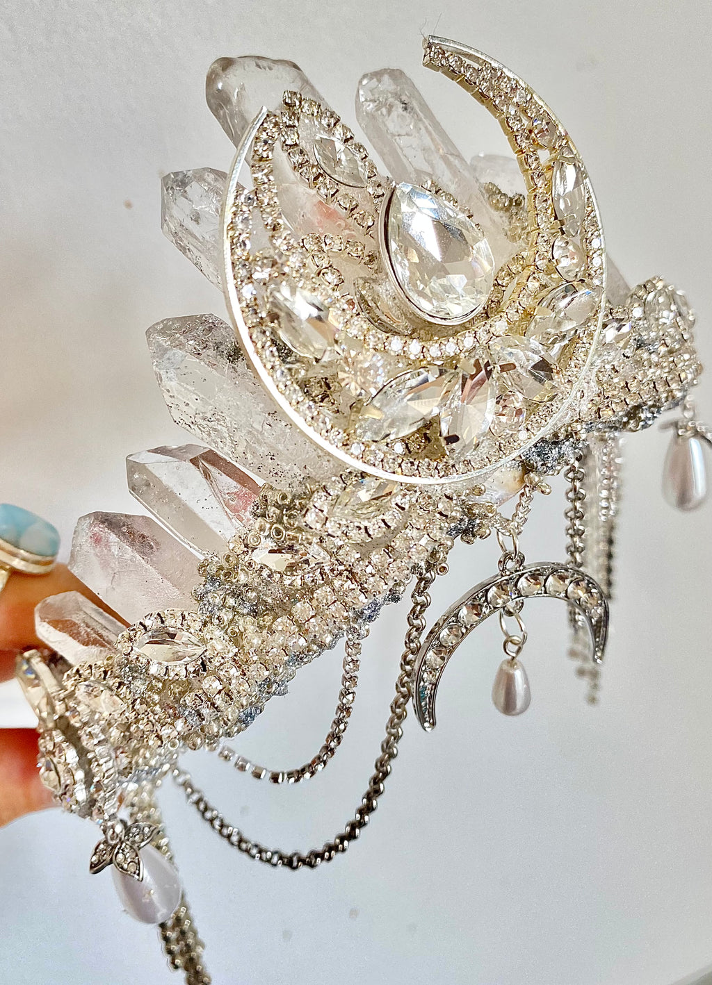 Crescent moon crystal crown ~ Ready to ship