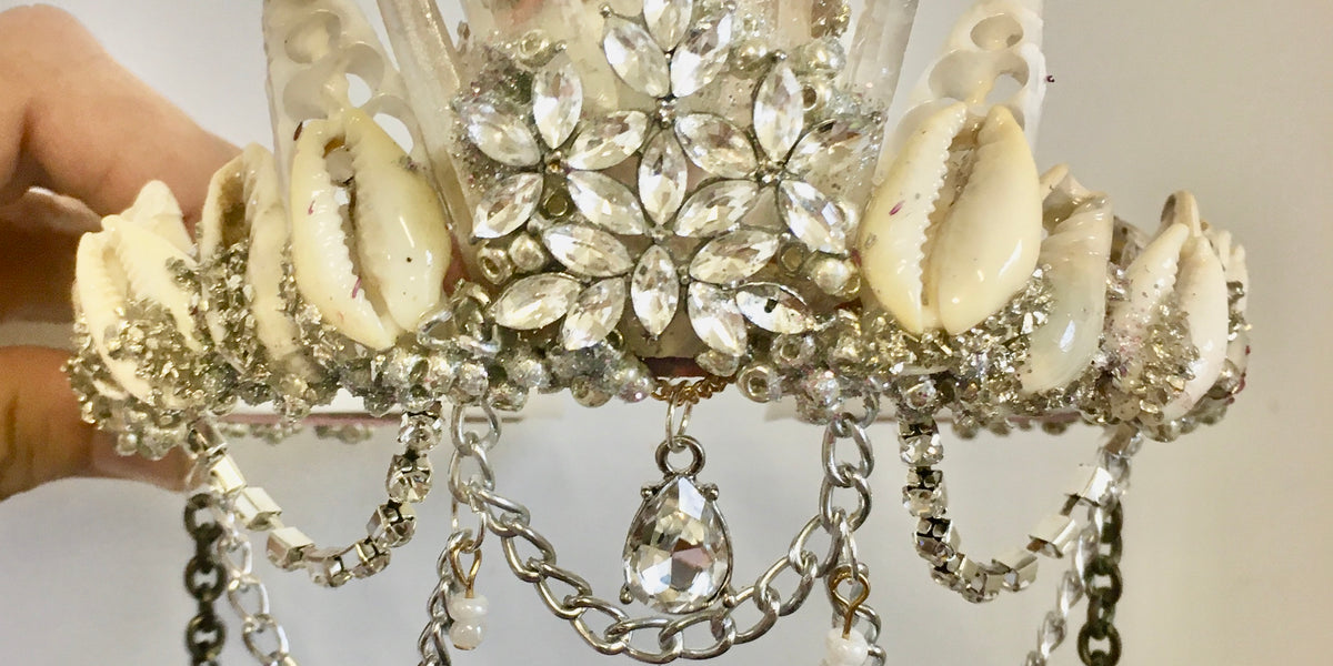 Mermaid Bra Shell Pearl Silver Flower Crown Dance Seashell Raw